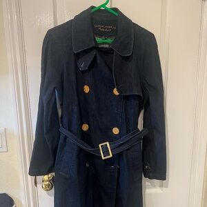Lauren Jeans Co. Ralph Lauren Denim Trench Double Breasted Belted Wmns Large